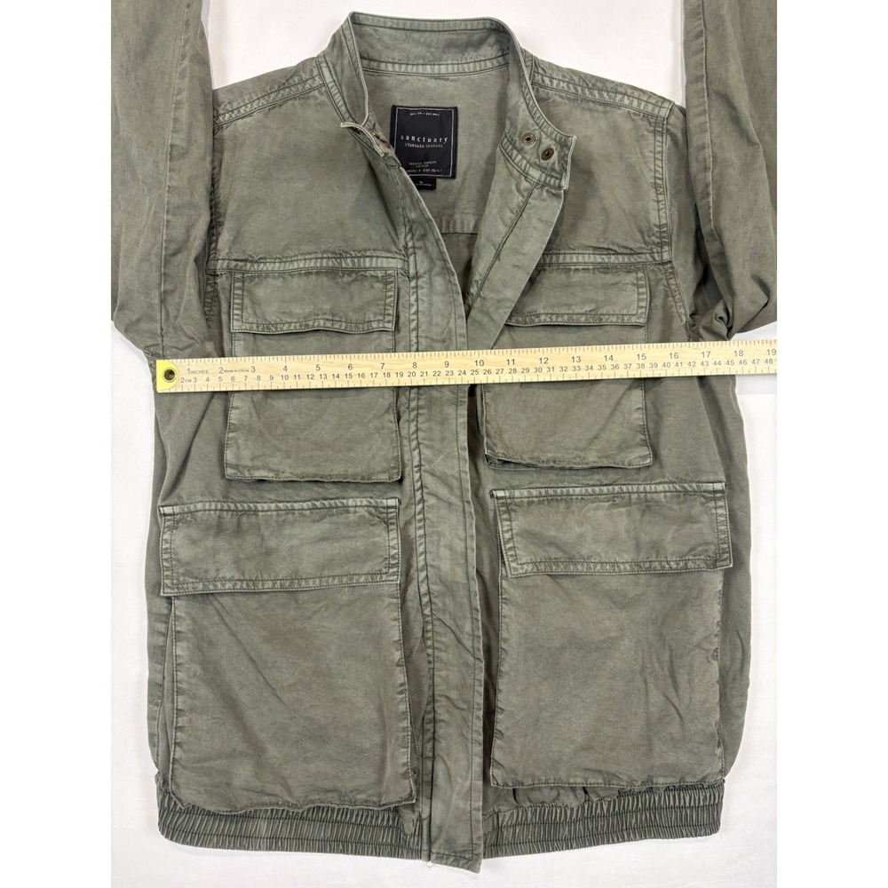 Sanctuary Utility Jacket Women's Small Zip-up 4-Pocket Elastic Waist Military - Picture 10 of 11